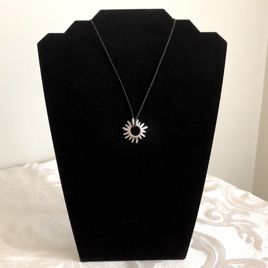 Mark. Necklace Sterling Silver 925 Sun Burst Pendant On Black Cord